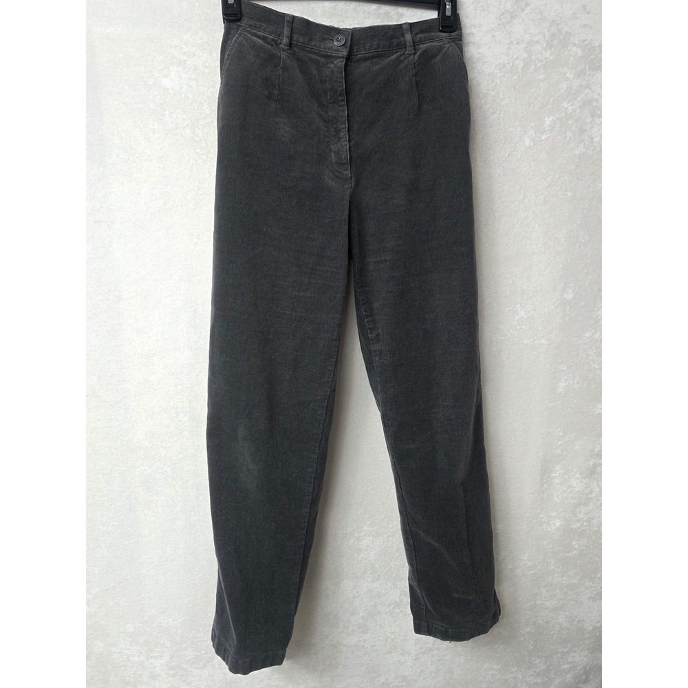 Vintage L.L. Bean Corduroy Trousers Women's Elastic Back Comfort Waist Gray Chic
